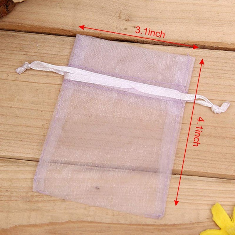 Staruby 100 Pcs Organza Bags - 3x4 Inch Drawstring Jewelry Gift Bags - Mesh Pouches for Wedding, Party, Christmas Gifts - White - Image 3